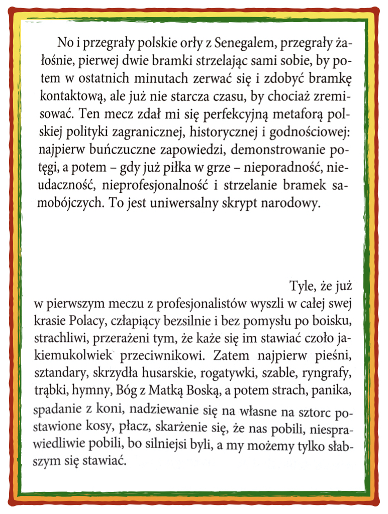 Krzysztof Varga o udziale reprezentacji Polski w mistrzostwach świata w piłce nożnej (K. Varga "Dziennik hipopotama")